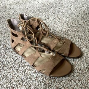 Sam Edelman Circus Womens Brown Hagen Lace Up Gladiator Sandals Zip Back Sz 9